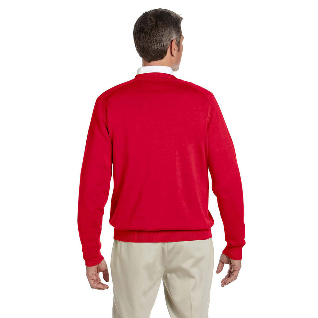 Devon & Jones Men's Red V-Neck Sweater