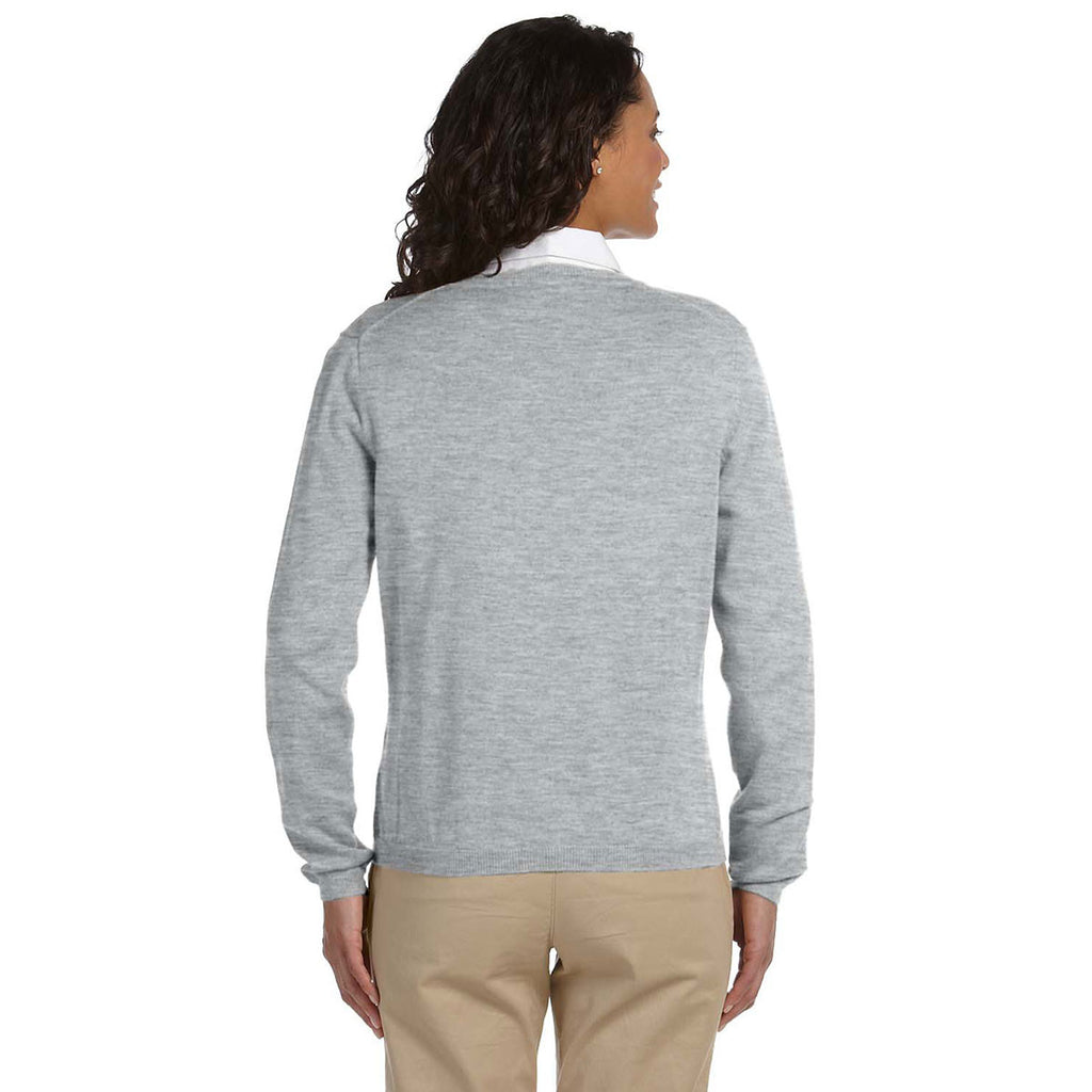 Devon & Jones Women's Grey Heather V-Neck Sweater