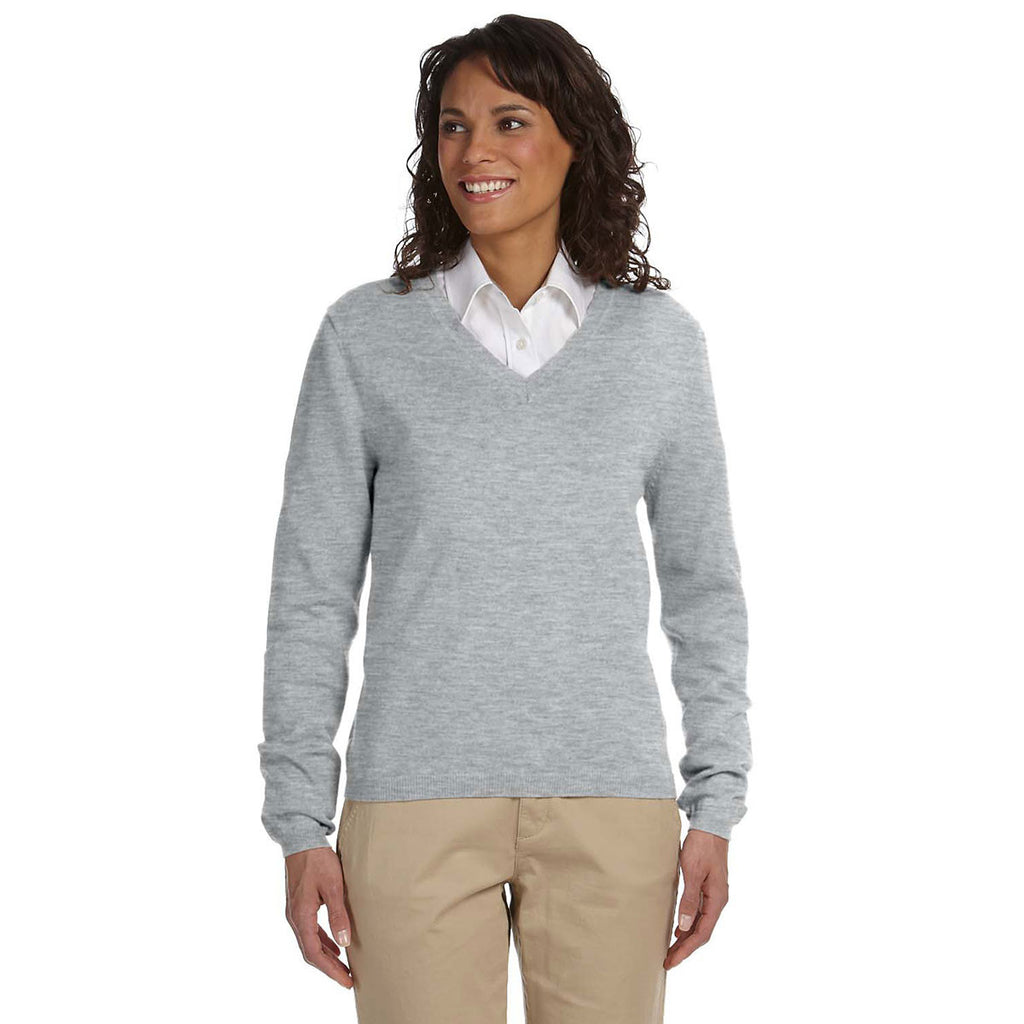 Devon & Jones Women's Grey Heather V-Neck Sweater