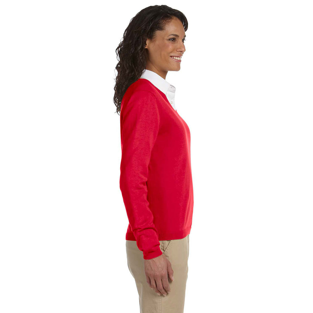 Devon & Jones Women's Red V-Neck Sweater