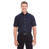Devon & Jones Men's Navy Crown Collection Solid Broadcloth Short-Sleeve Shirt