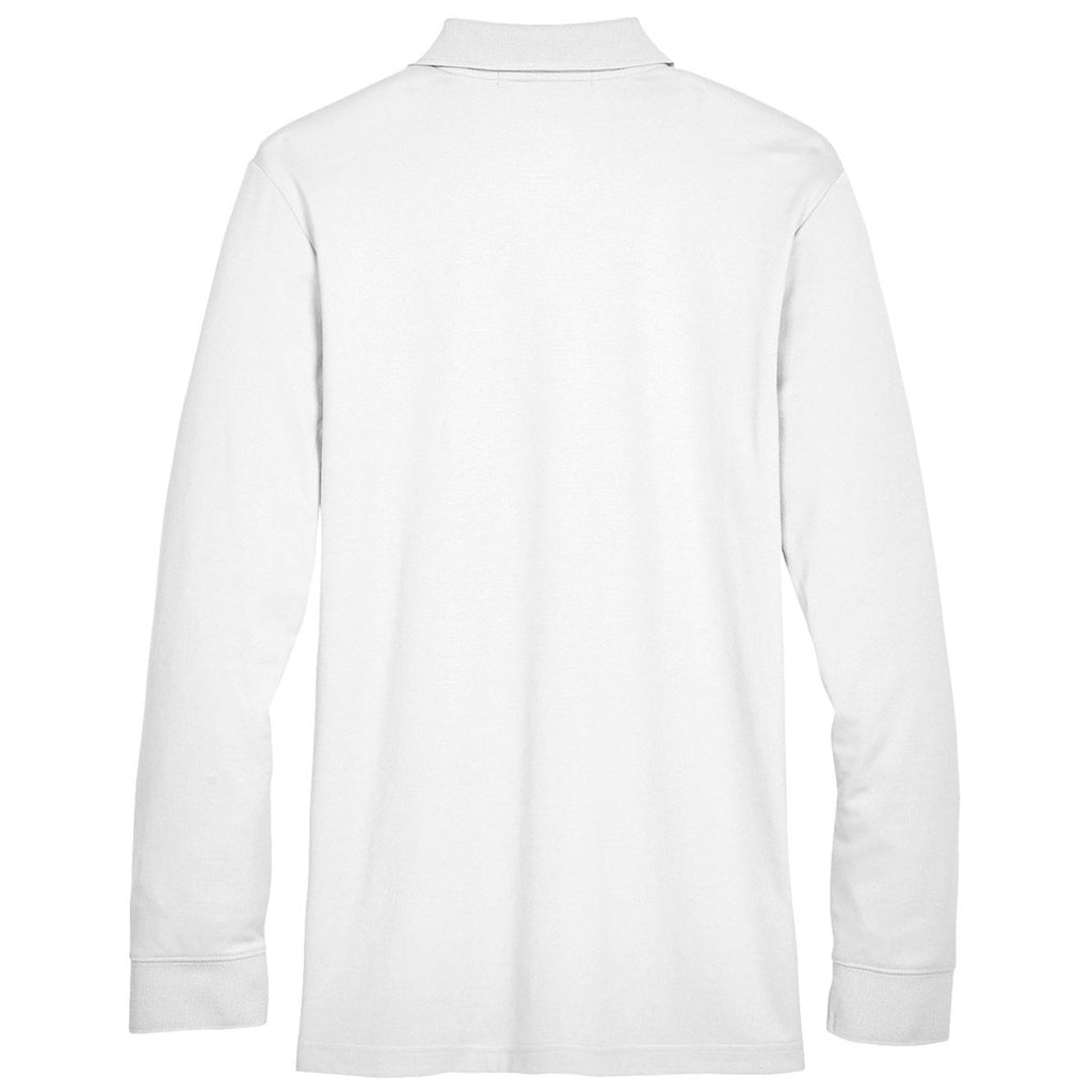 Devon & Jones Men's White CrownLux Performance Tall Plaited Long Sleeve Polo