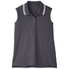 Devon & Jones Women's Graphite/White CrownLux Performance Plaited Tipped Sleeveless Polo