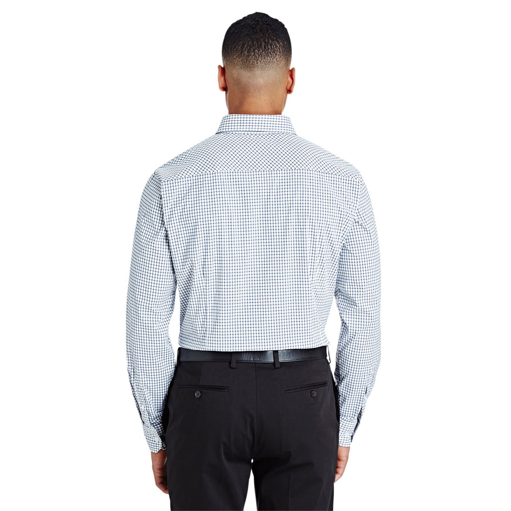 Devon & Jones Men's Navy/White CrownLux Performance Micro Windowpane Shirt