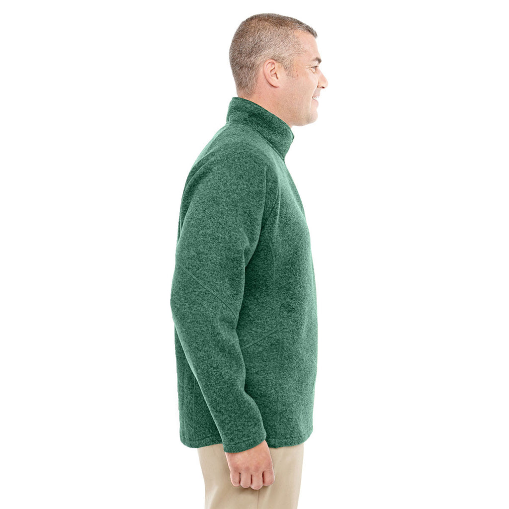 Devon & Jones Men's Forest Heather Bristol Sweater Fleece Quarter-Zip