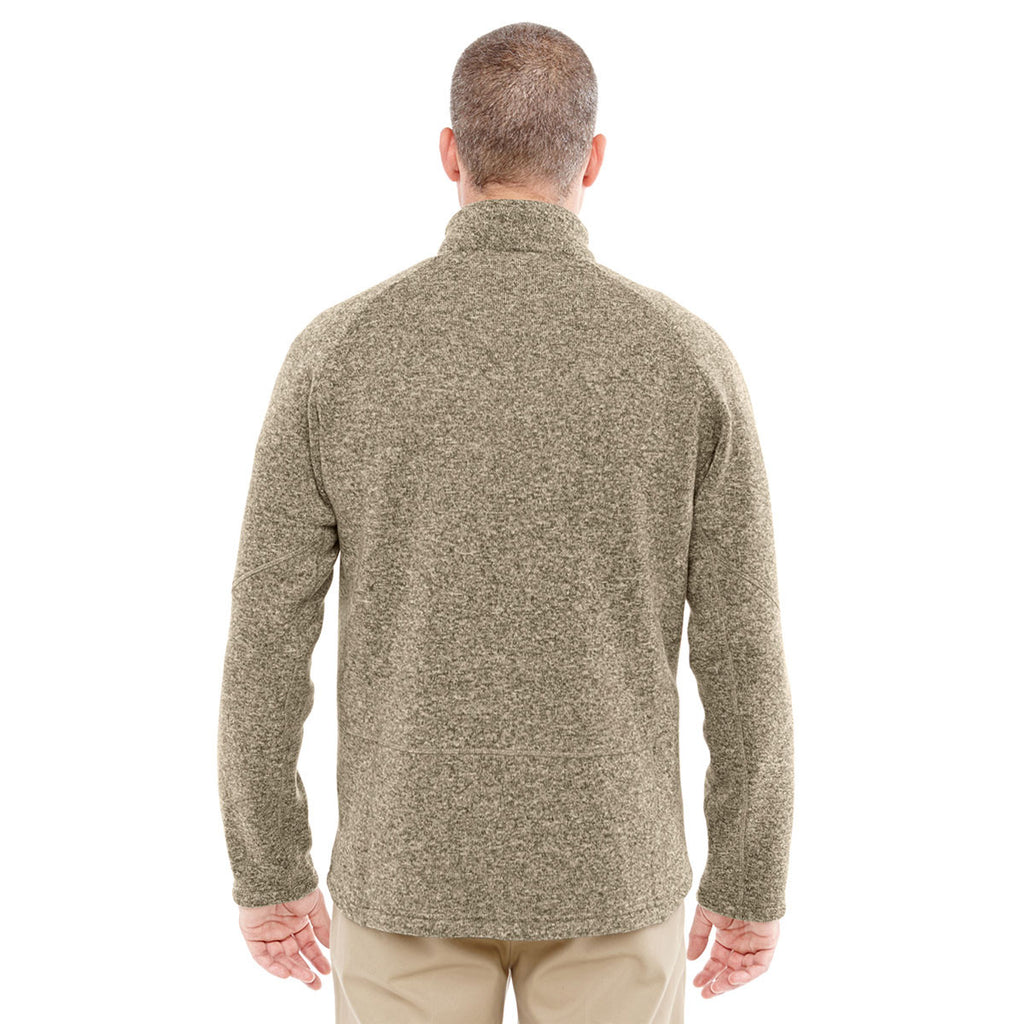 Devon & Jones Men's Khaki Heather Bristol Sweater Fleece Quarter-Zip