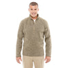 Devon & Jones Men's Khaki Heather Bristol Sweater Fleece Quarter-Zip