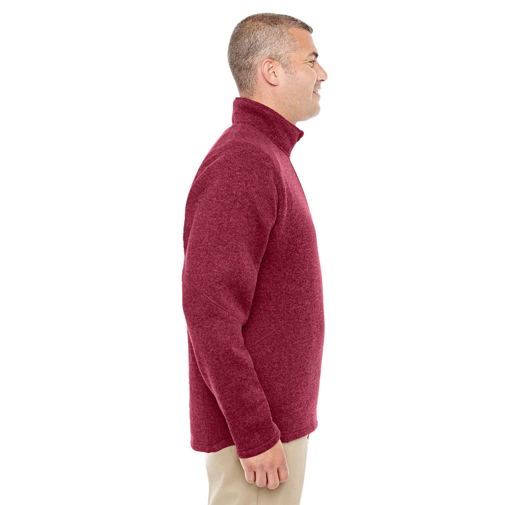 Devon & Jones Men's Red Heather Bristol Sweater Fleece Quarter-Zip