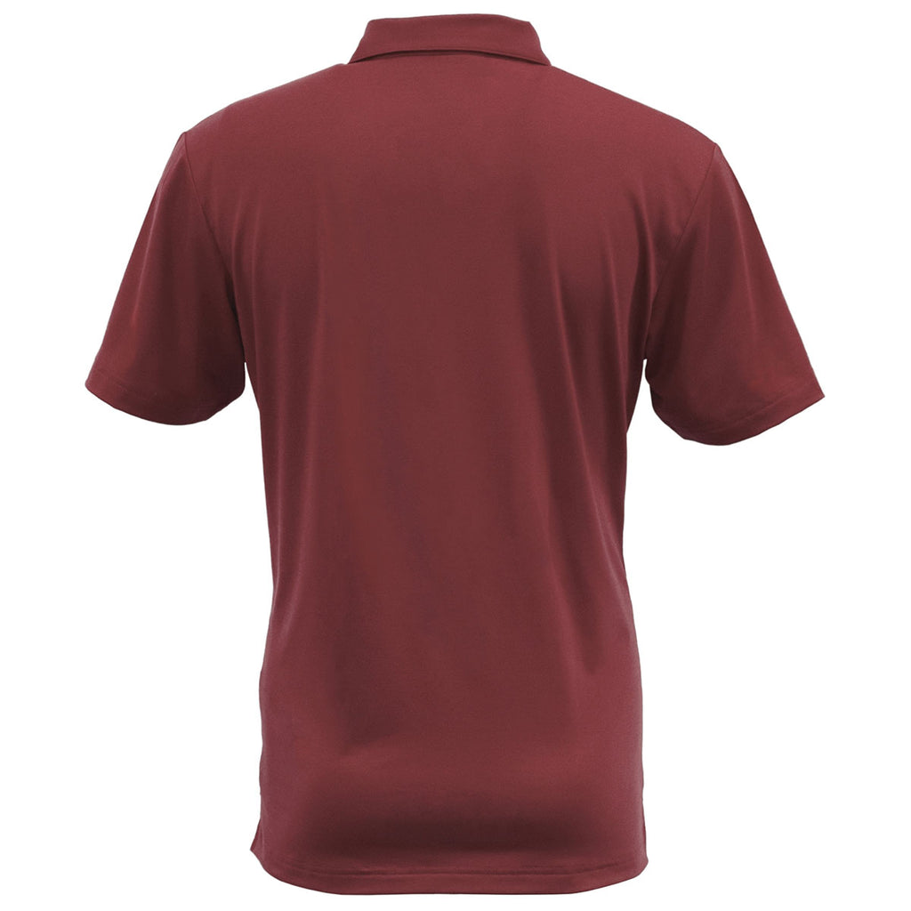 BAW Men's Maroon Solid Spandex Polo