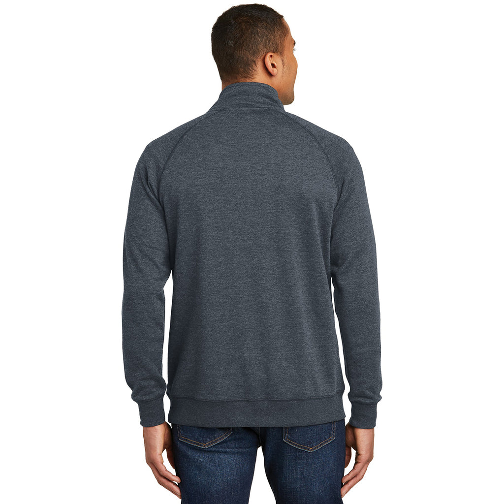 District Men's Heathered Navy Lightweight Fleece Quarter-Zip