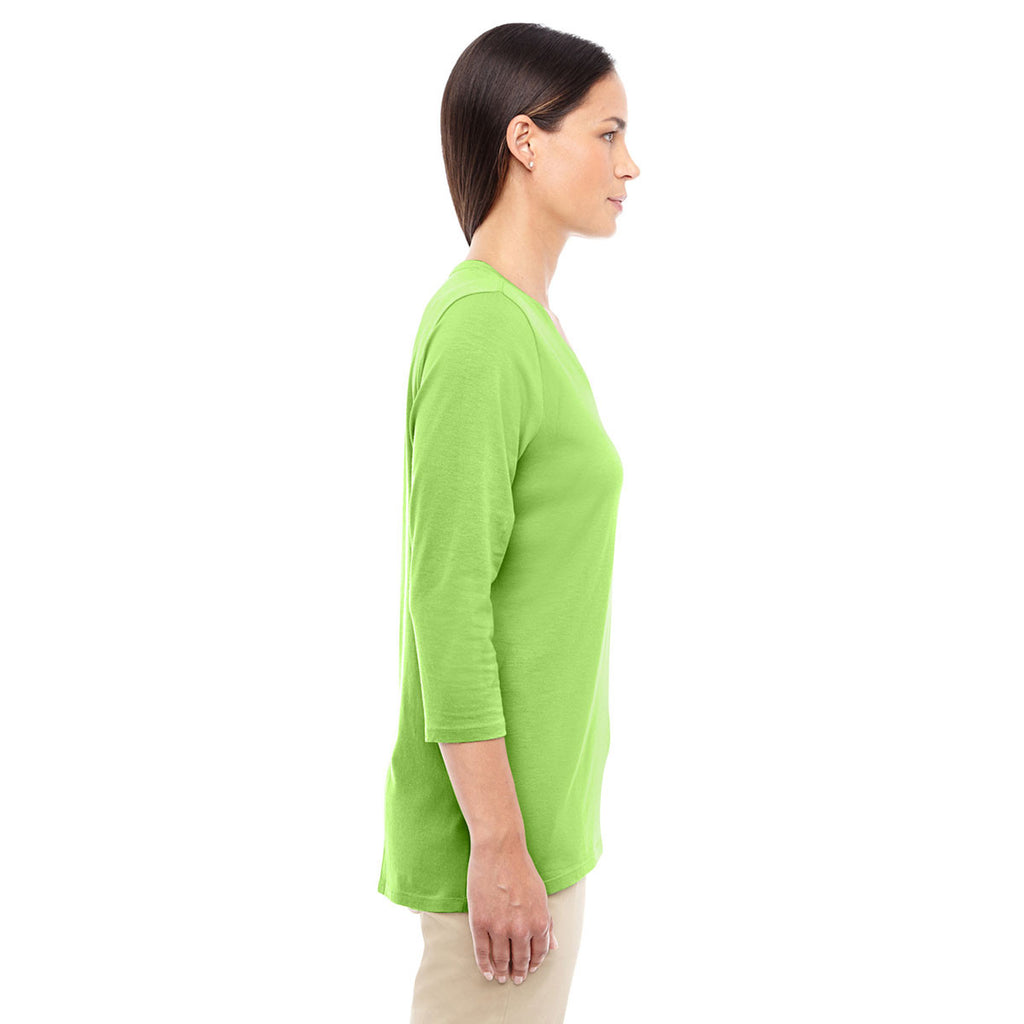 Devon & Jones Women's Lime Perfect Fit Bracelet Length V-Neck Top