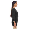 Devon & Jones Women's Black Perfect Fit Y-Placket Convertible Sleeve Knit Top