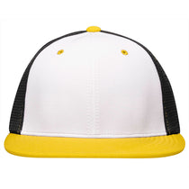 Pacific Headwear White/Black/Gold Premium M2 Performance Trucker FlexFit Cap