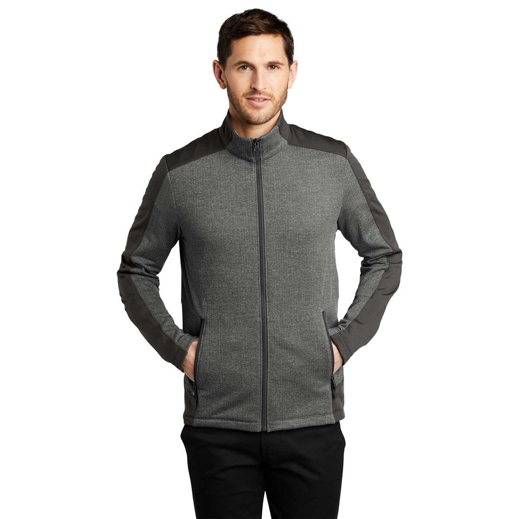 Port Authority Men's Grey Smoke Heather/Grey Smoke Grid Fleece Jacket