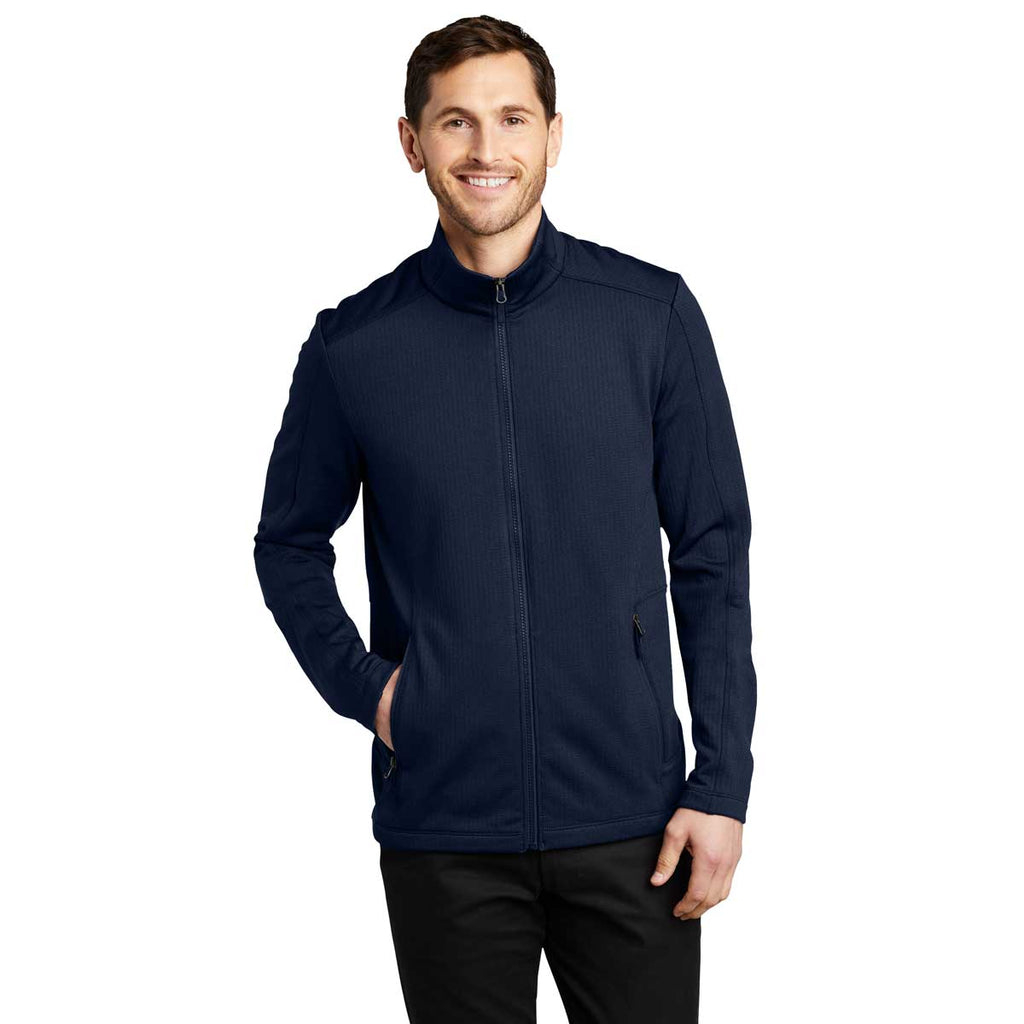 Port Authority Men's River Blue Navy Grid Fleece Jacket