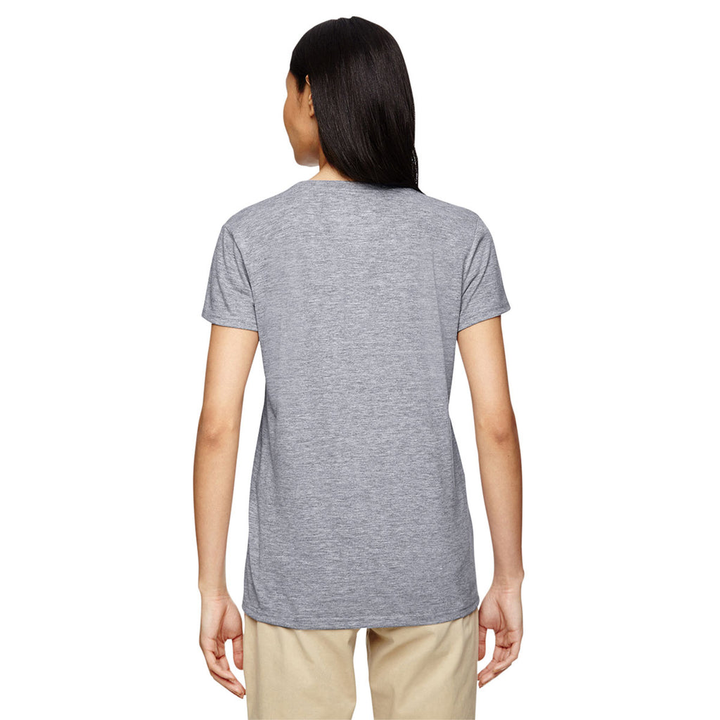 Gildan Women's Graphite Heather 5.3 oz. V-Neck T-Shirt
