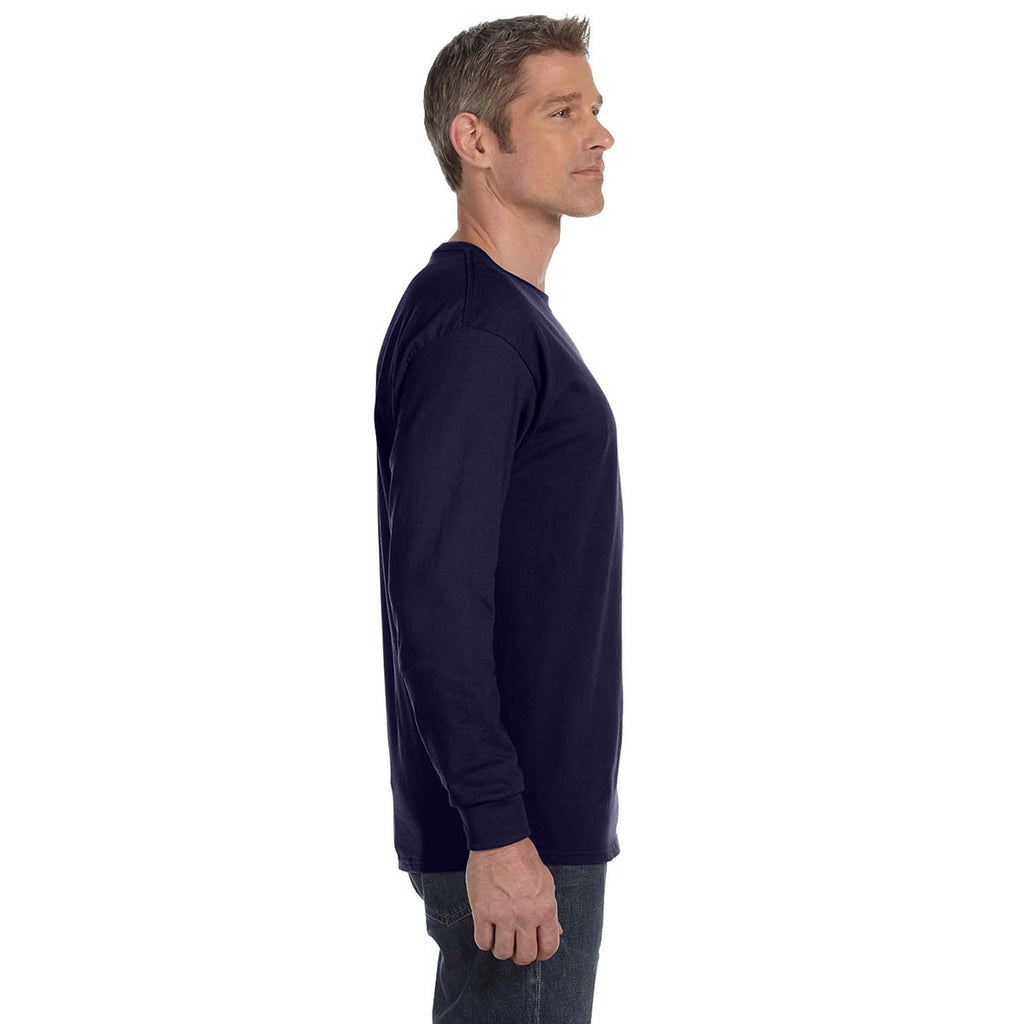 Gildan Men's Navy 5.3 oz. Long Sleeve T-Shirt
