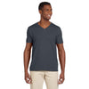 Gildan Men's Charcoal Softstyle 4.5 oz. V-Neck T-Shirt