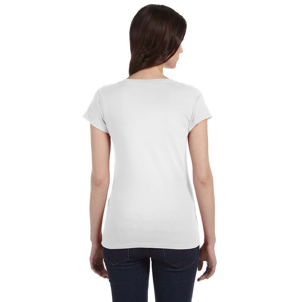 Gildan Women's White SoftStyle 4.5 oz. Fitted V-Neck T-Shirt