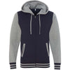 Independent Trading Co. Unisex Classic Navy/Gunmetal Heather Varsity Hooded Full-Zip Sweatshirt