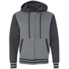 Independent Trading Co. Unisex Gunmetal Heather/Charcoal Heather Varsity Hooded Full-Zip Sweatshirt