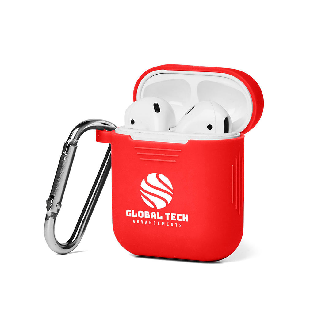 Primeline Red Silicone Earbud Case with Carabiner