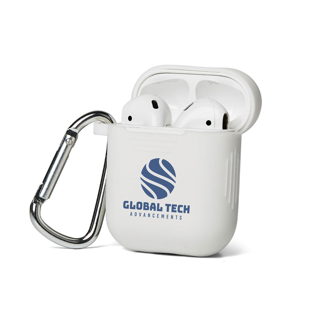 Primeline White Silicone Earbud Case with Carabiner