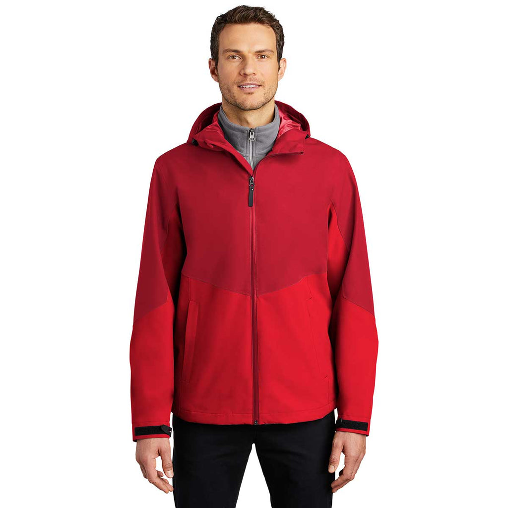 Port Authority Men's Sangria/True Red Tech Rain Jacket