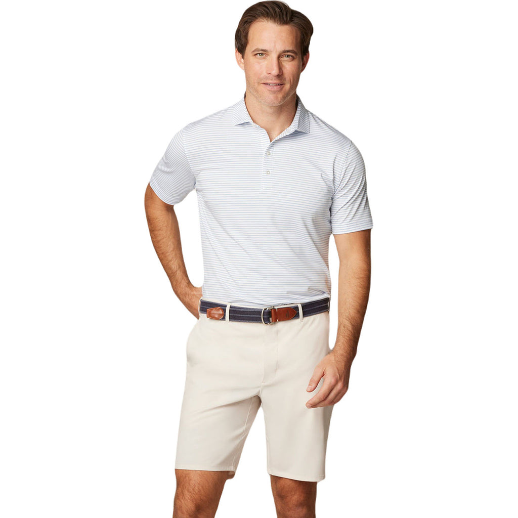 Johnnie-O Men's White Michael Striped Jersey Performance Polo