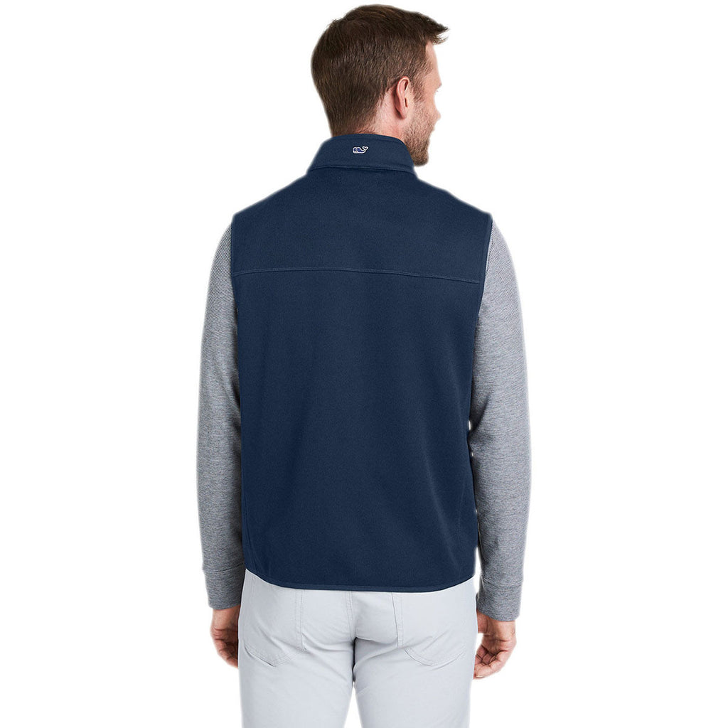 Vineyard Vines Men's Vineyard Navy Mountain Sweater Fleece Vest