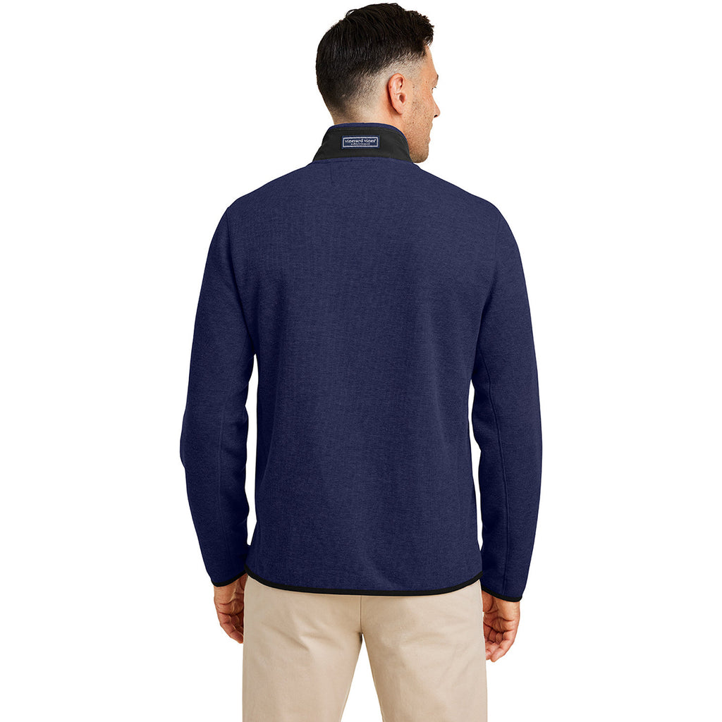 Vineyard Vines Men's Nautical Navy Mountain Sweaterfleece Quarter Zip