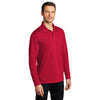 Port Authority Men's Rich Red Dry Zone UV Micro-Mesh Long Sleeve Polo