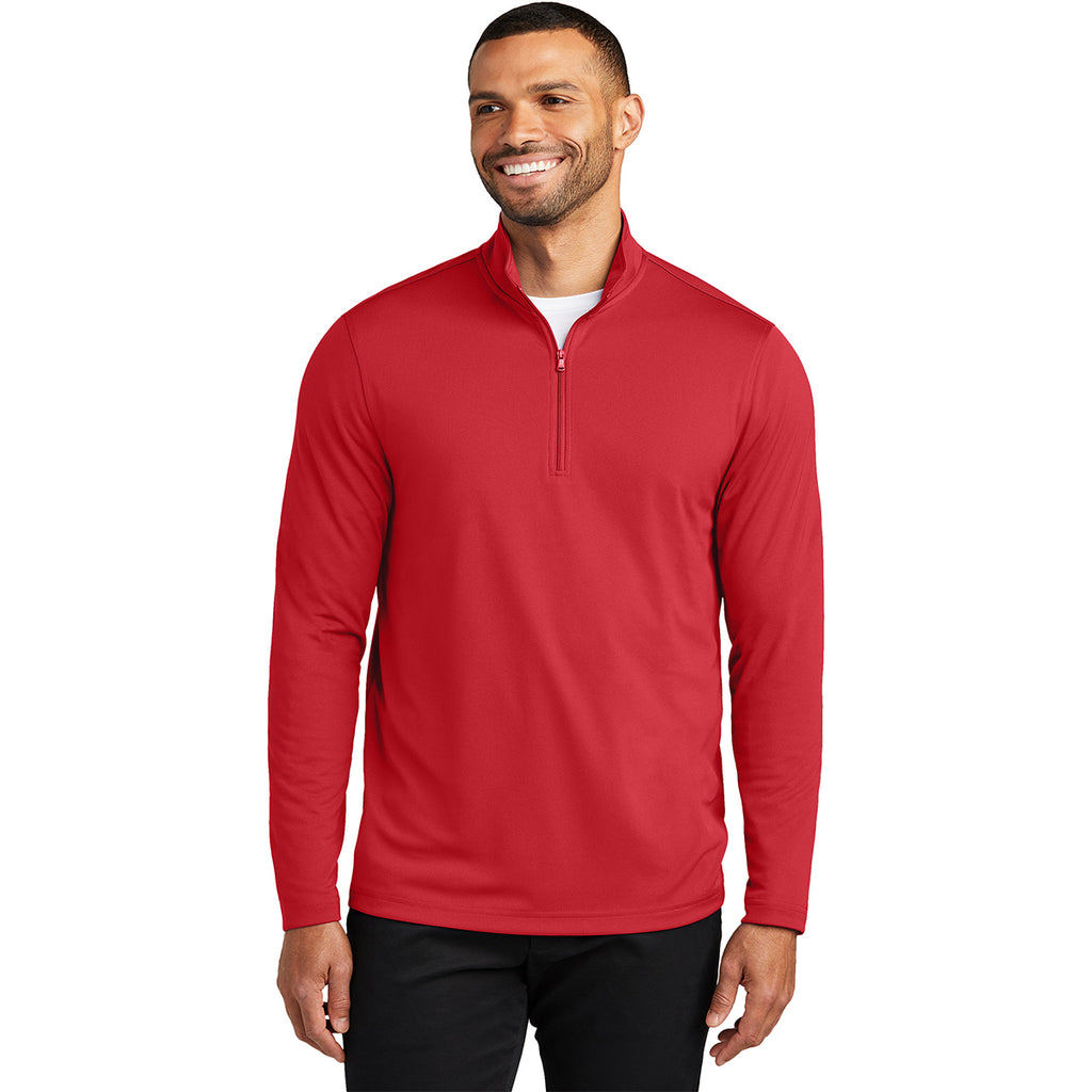 Port Authority Men's Rich Red Dry Zone UV Micro-Mesh 1/4 Zip