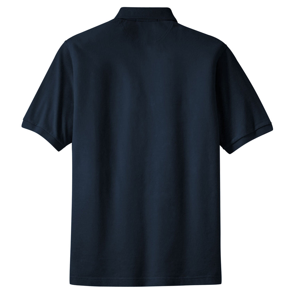 Port Authority Men's Navy Pique Knit Polo with Pocket