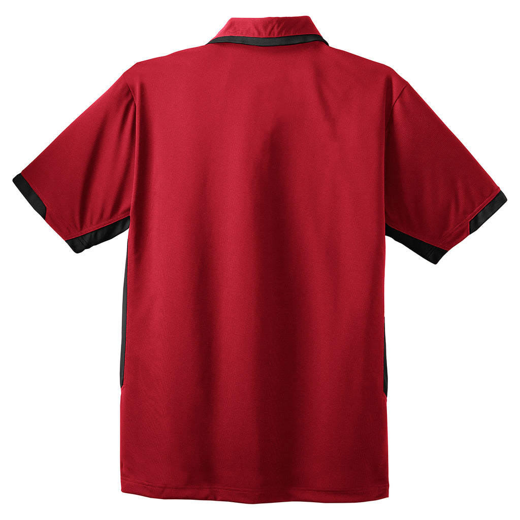 Port Authority Men's Engine Red/Black Dry Zone Colorblock Ottoman Polo