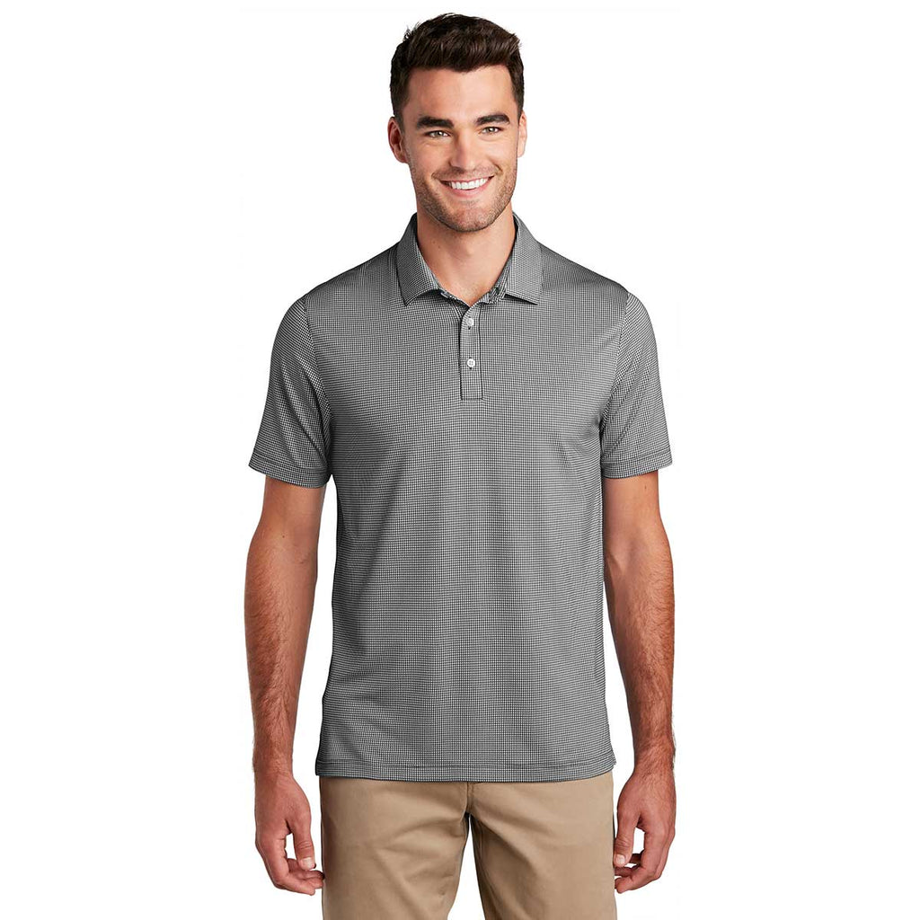 Port Authority Men's Black/White Gingham Polo