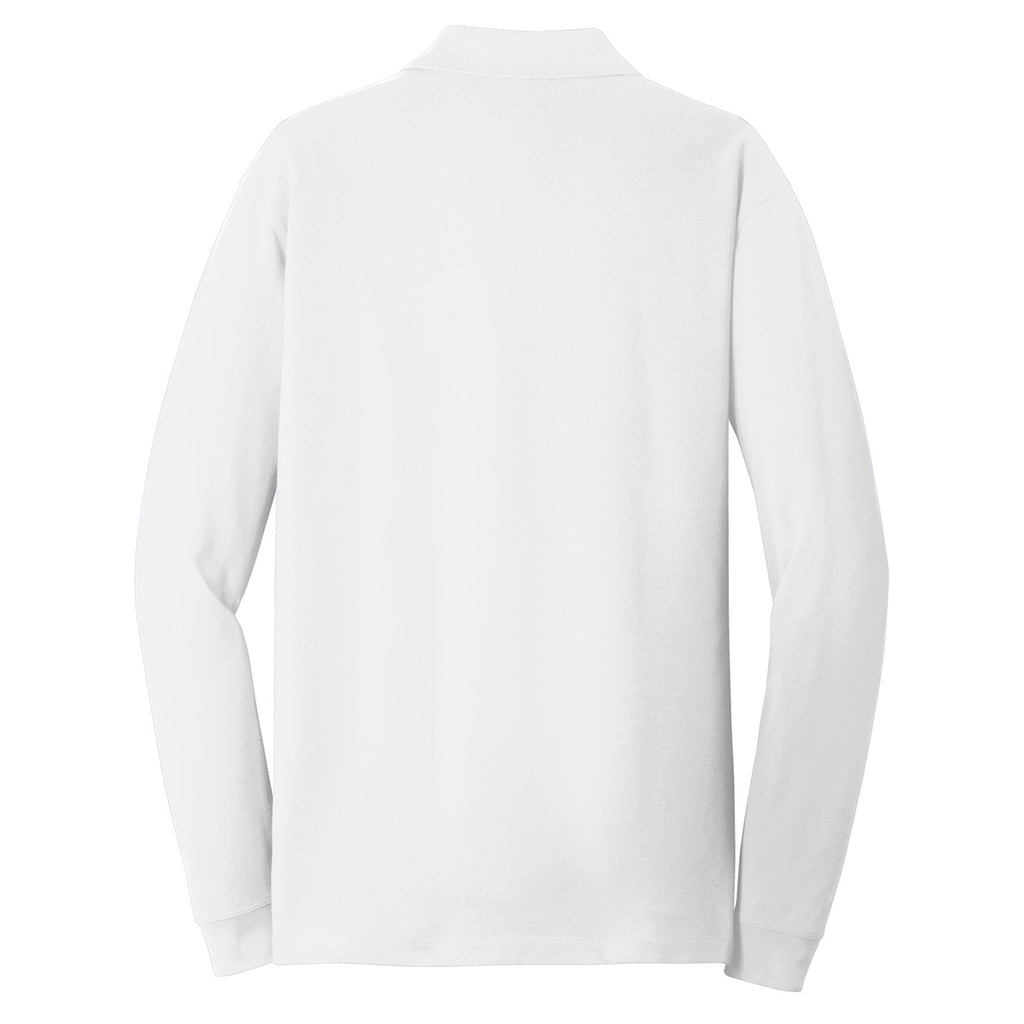 Port Authority Men's White Ezcotton Long Sleeve Polo