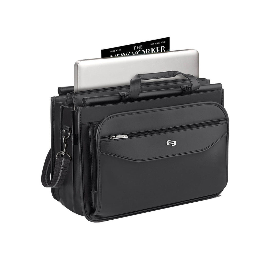 Solo Black Harrison Triple Compartment Briefcase