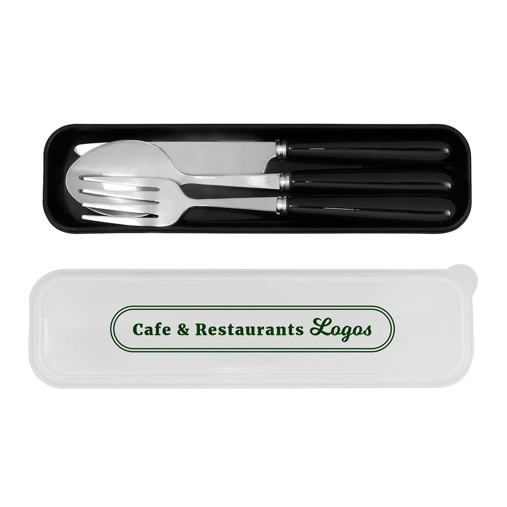 Primeline Black Cutlery Set in Plastic Case