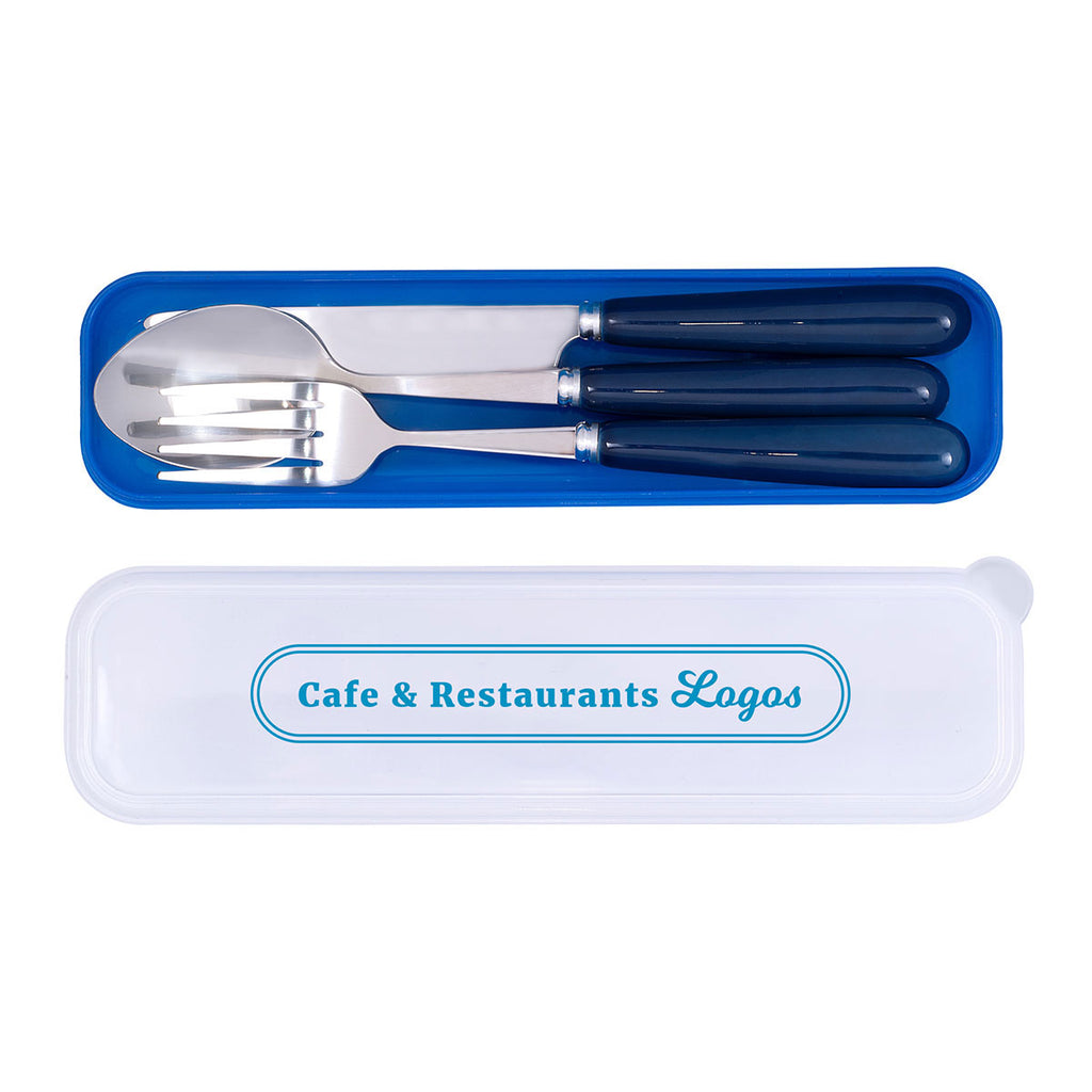 Primeline Blue Cutlery Set in Plastic Case