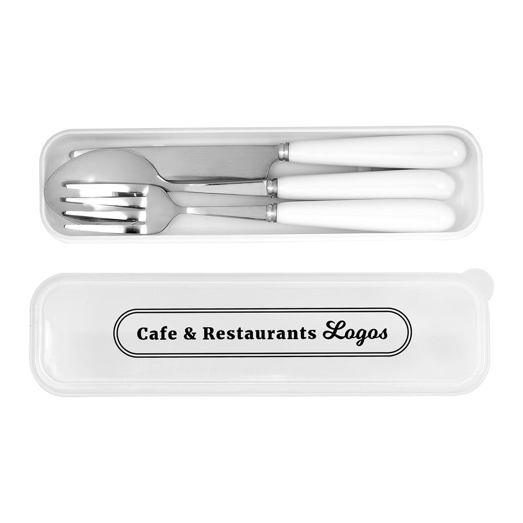 Primeline White Cutlery Set in Plastic Case