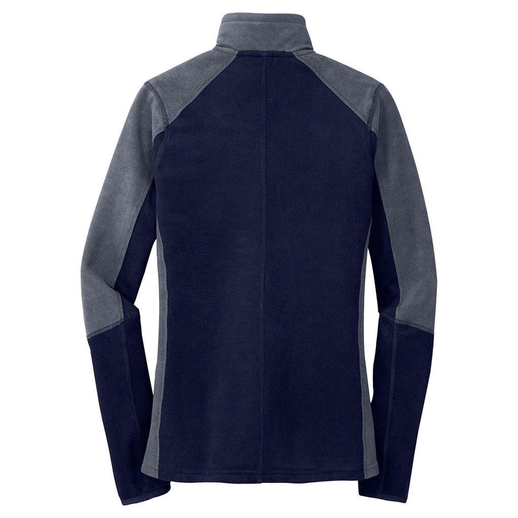 Port Authority Women's True Navy/Pearl Grey Colorblock Microfleece Jacket