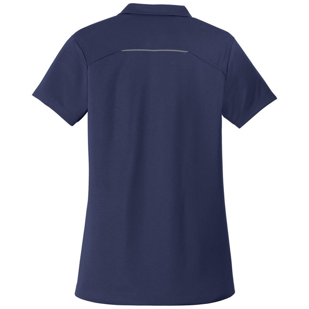 Port Authority Women's True Navy Pinpoint Mesh Zip Polo