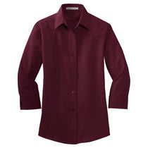 Port Authority Women's Burgundy 3/4-Sleeve Easy Care Shirt