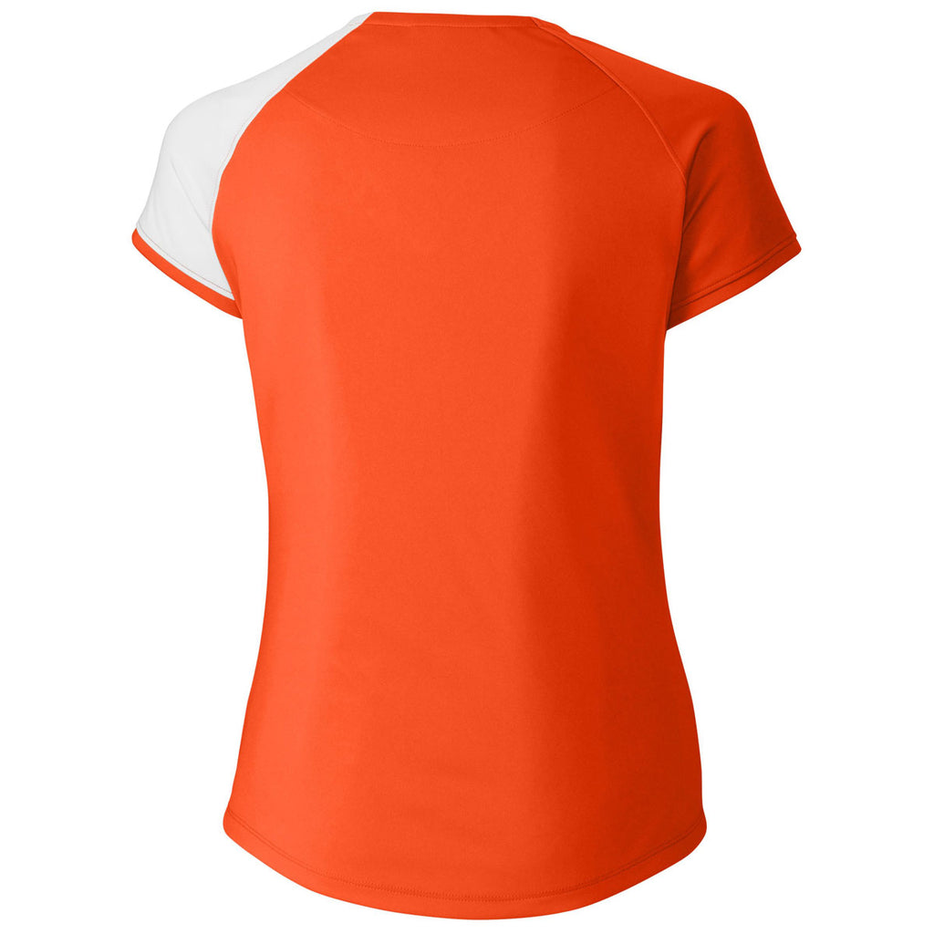 Cutter & Buck Women's College Orange Short Sleeve Presley V-Neck