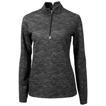 Cutter & Buck Women's Black Traverse Camo Print Stretch Quarter Zip Pullover