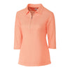 Cutter & Buck Women's Orange Burst/White Blaine Oxford 3/4 Sleeve Zip Polo