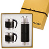 Leeman Black Tuscany Thermos and Coffee Cups Gift Set