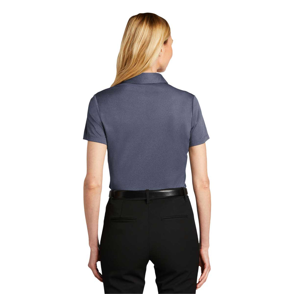 Port Authority Women's Navy Heather Heathered Silk Touch Performance Polo