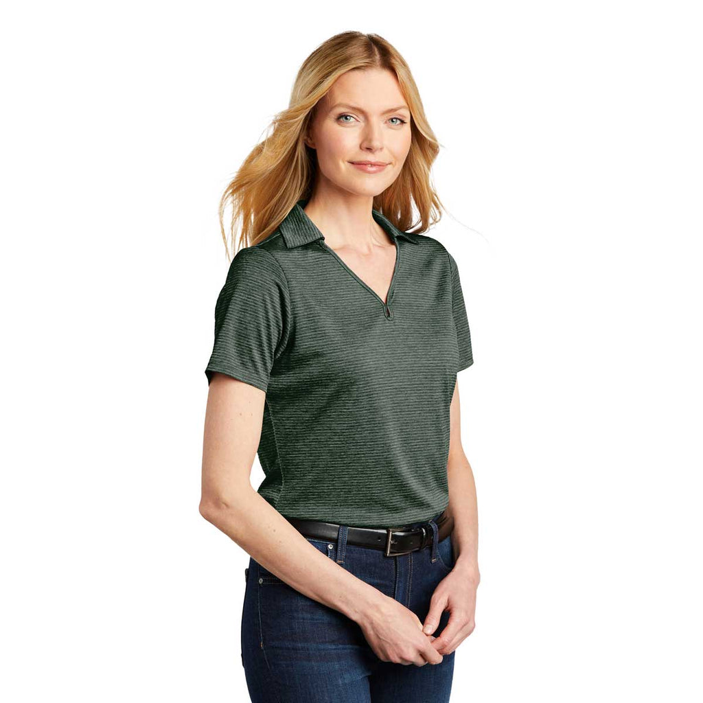Port Authority Women's Deep Forest Green Shadow Stripe Polo